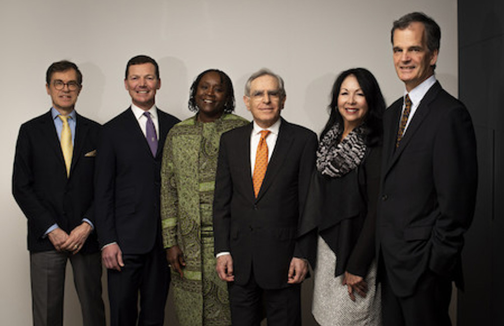 Marcus Fedder (right) together with his IFFIm Board colleagues Doris Herrera-Pol, Cyrus Ardalan, Fatimatou Zahra Diop, Helge Weiner-Trapness and Bertrand Mazières. Credit: Gavi/2020. 