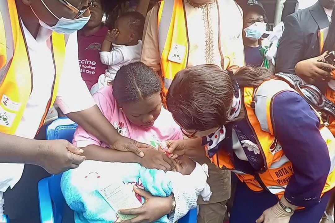 A baby receiving the rotavirus vaccine during the launch in Abuja. Photo credit: Ijeoma Ukazu.