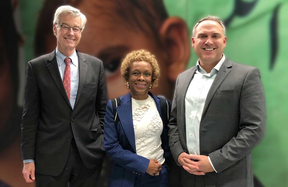 L-R: Ken Lay, IFFIm Board Chair, Marie-Ange Saraka-Yao, Managing Director, Resource Mobilisation, Private Sector Partnerships and Innovative Finance, Gavi, and Joshua Tabah, Director General, Global Health and Nutrition, Global Affairs Canada.