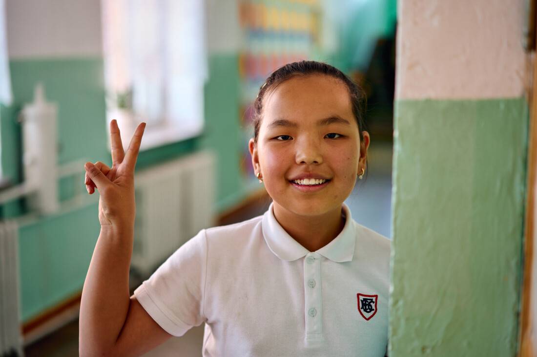HPV vaccination at a school in Mongolia, 2024.