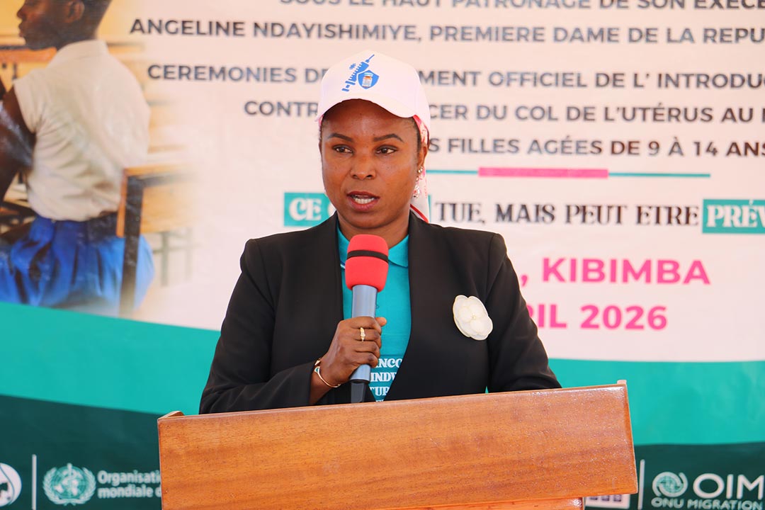 Burundi's First Lady Angeline Ndayishimiye during the official launch of the HPV programme  in Gitega on 29 April 2026. Credit: Moses Havyarimana 