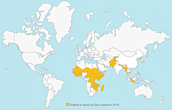 Countries eligible to apply for Gavi support in 2018